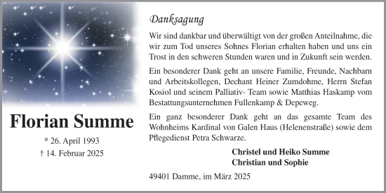 Anzeige von Florian Summe von OM-Medien