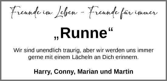 Anzeige von Frank Runnebaum von OM-Medien