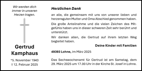 Anzeige von Gertrud Kamphaus von OM-Medien