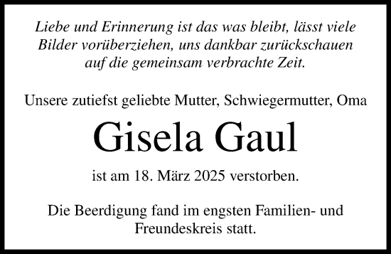 Anzeige von Gisela Gaul von OM-Medien