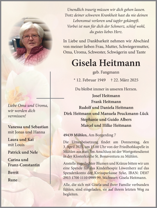 Anzeige von Gisela Heitmann von OM-Medien