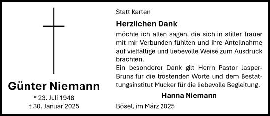 Anzeige von Günter Niemann von OM-Medien