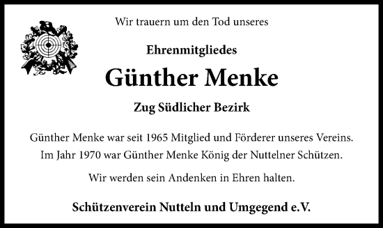 Anzeige von Günther Menke von OM-Medien