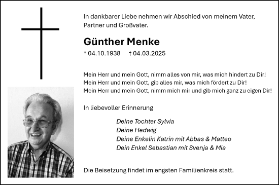 Anzeige von Günther Menke von OM-Medien