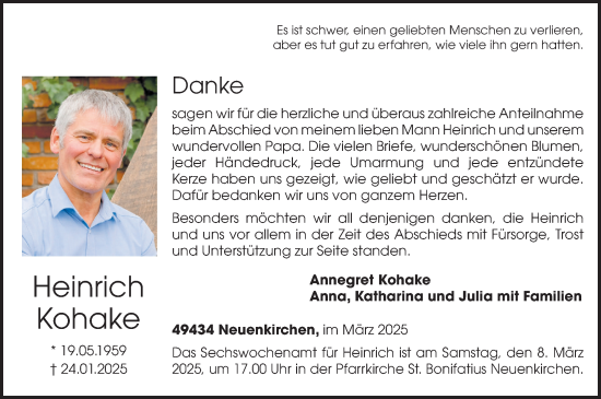 Anzeige von Heinrich Kohake von OM-Medien