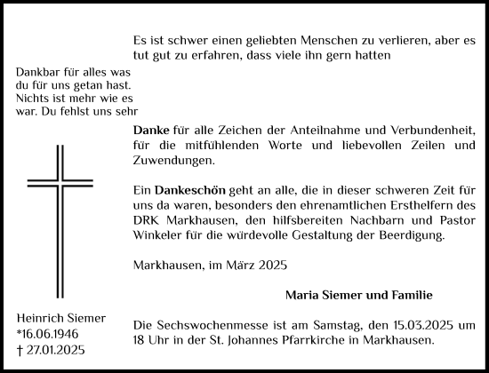 Anzeige von Heinrich Siemer von OM-Medien