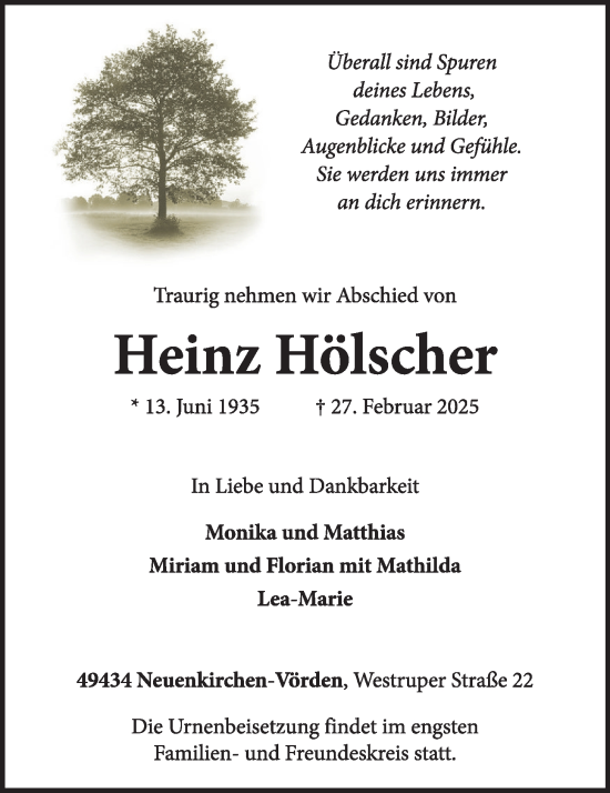 Anzeige von Heinz Hölscher von OM-Medien