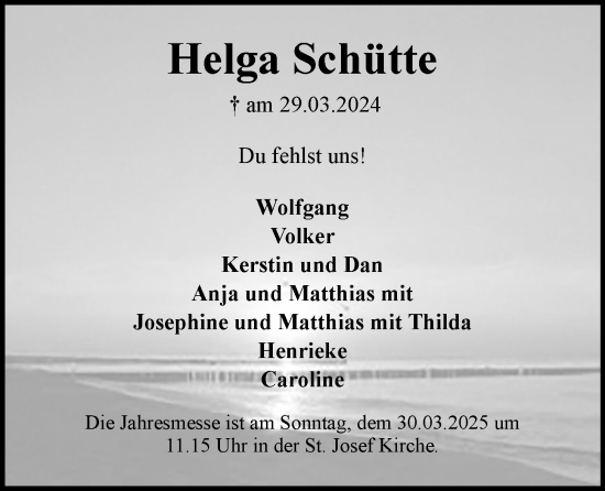 Anzeige von Helga Schütte von OM-Medien