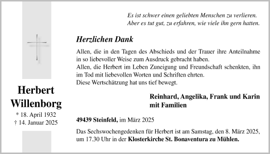 Anzeige von Herbert Willenborg von OM-Medien