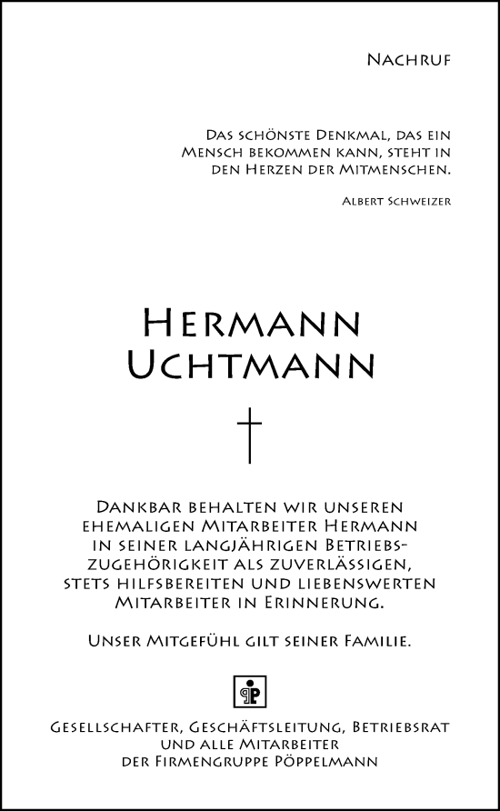 Anzeige von Hermann Uchtmann von OM-Medien