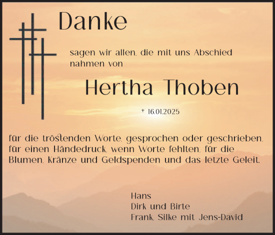 Anzeige von Hertha Thoben von OM-Medien