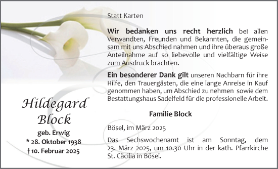 Anzeige von Hildegard Block von OM-Medien
