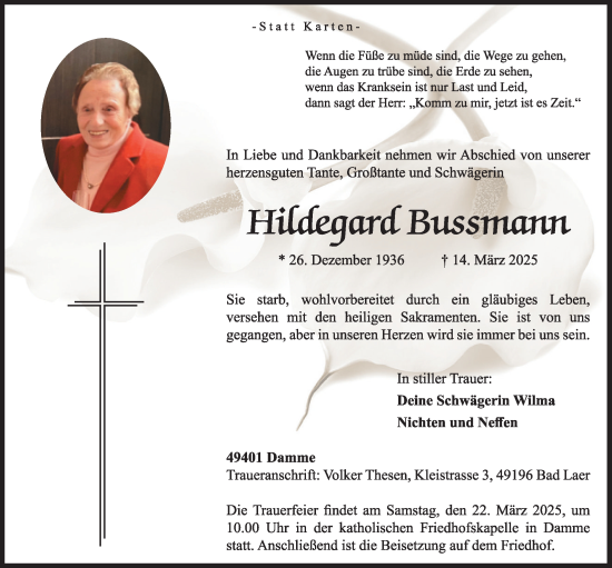 Anzeige von Hildegard Bussmann von OM-Medien