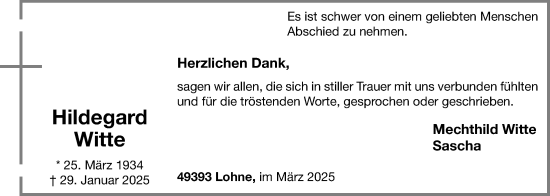 Anzeige von Hildegard Witte von OM-Medien