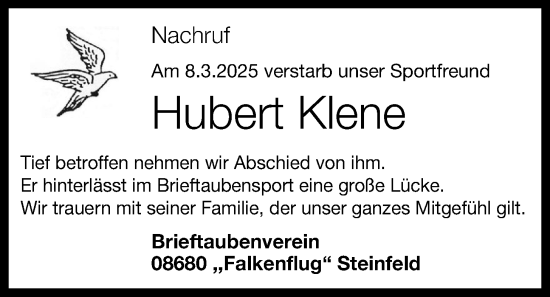 Anzeige von Hubert Klene von OM-Medien