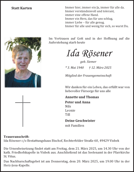 Anzeige von Ida Rösener von OM-Medien