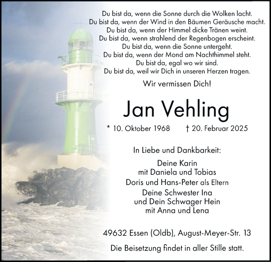 Anzeige von Jan Vehling von OM-Medien