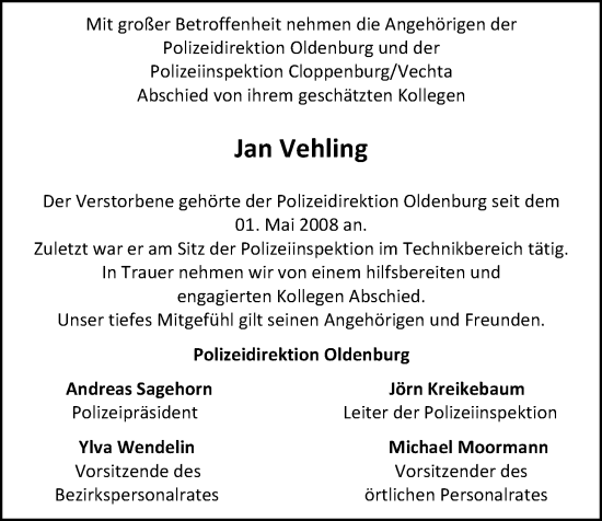 Anzeige von Jan Vehling von OM-Medien