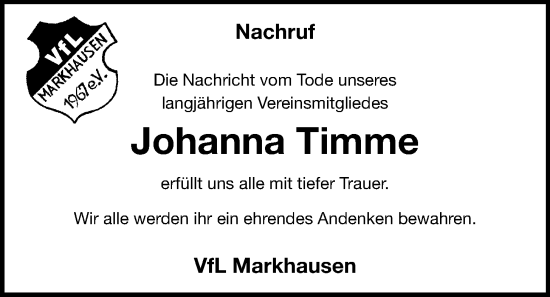 Anzeige von Johanna Timme von OM-Medien