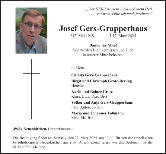 Anzeige von Josef Gers-Grapperhaus von OM-Medien