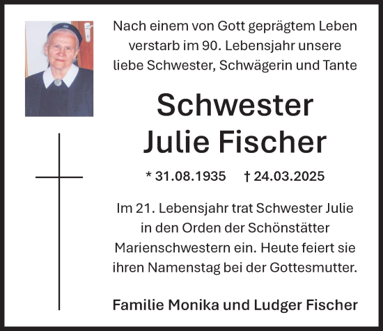 Anzeige von Julie Fischer von OM-Medien