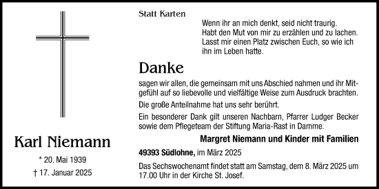 Anzeige von Karl Niemann von OM-Medien
