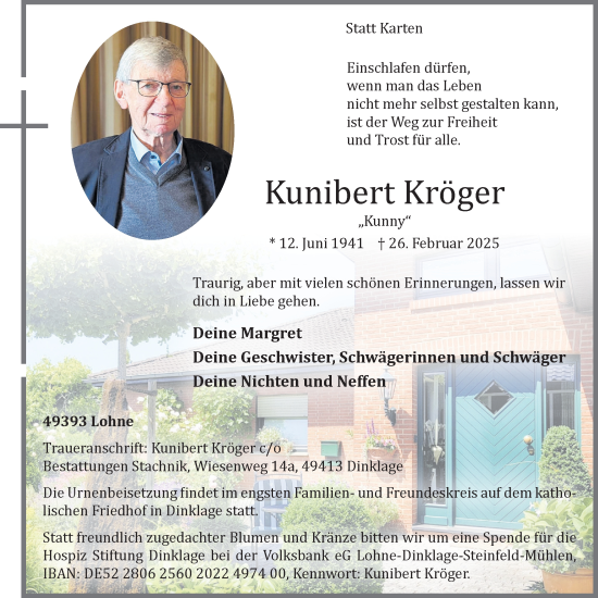 Anzeige von Kunibert Kröger von OM-Medien