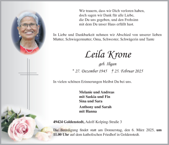 Anzeige von Leila Krone von OM-Medien