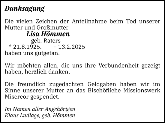 Anzeige von Lisa Hömmen von OM-Medien