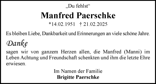 Anzeige von Manfred Paerschke von OM-Medien