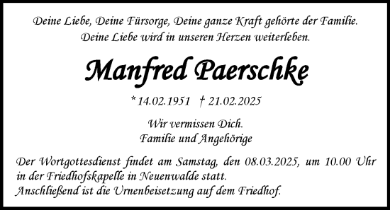 Anzeige von Manfred Paerschke von OM-Medien