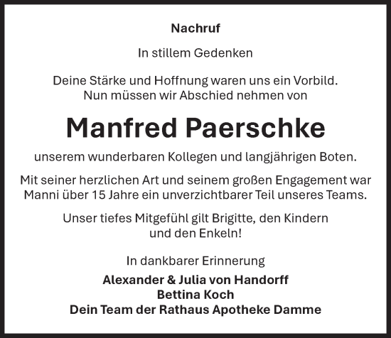 Anzeige von Manfred Paerschke von OM-Medien
