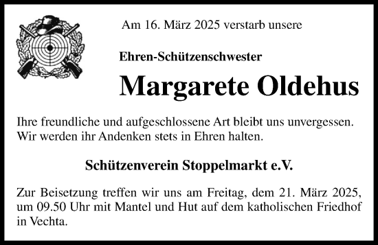 Anzeige von Margarete Oldehus von OM-Medien