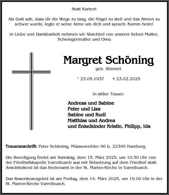 Anzeige von Margret Schöning von OM-Medien