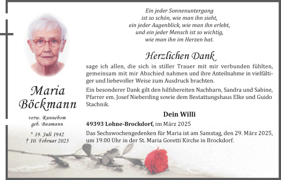 Anzeige von Maria Böckmann von OM-Medien