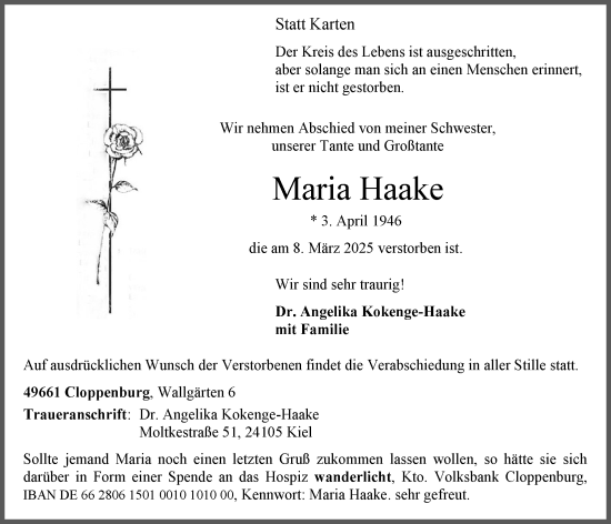 Anzeige von Maria Haake von OM-Medien