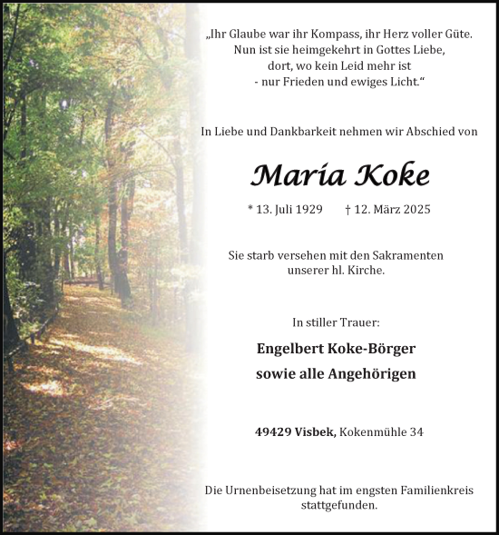 Anzeige von Maria Koke von OM-Medien