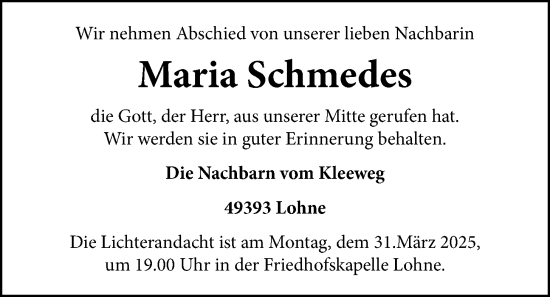 Anzeige von Maria Schmedes von OM-Medien