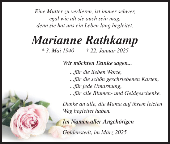 Anzeige von Marianne Rathkamp von OM-Medien