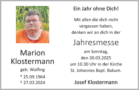 Anzeige von Marion Klostermann von OM-Medien