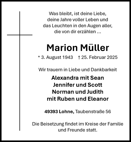 Anzeige von Marion Müller von OM-Medien