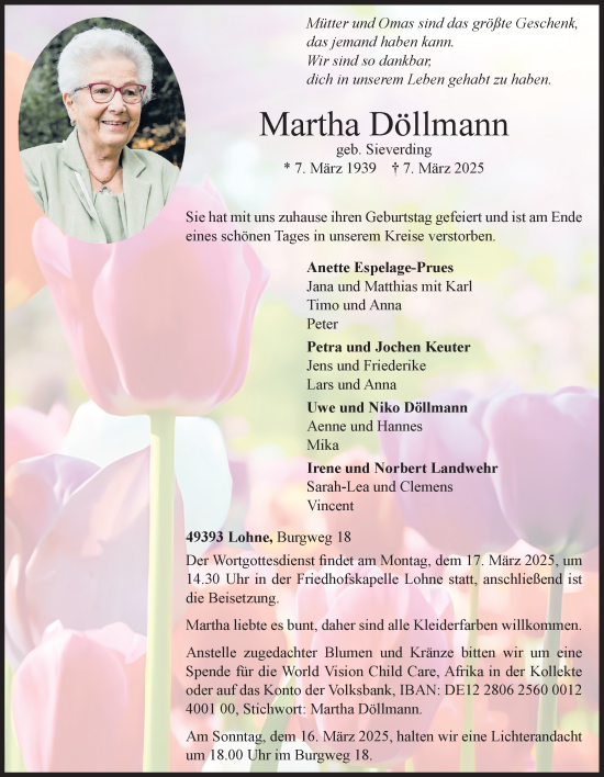 Anzeige von Martha Döllmann von OM-Medien