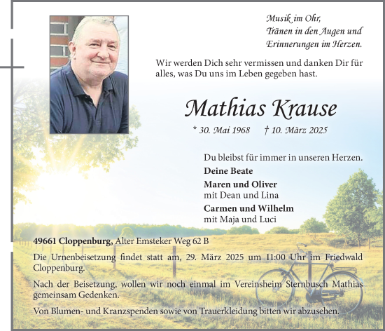 Anzeige von Mathias Krause von OM-Medien