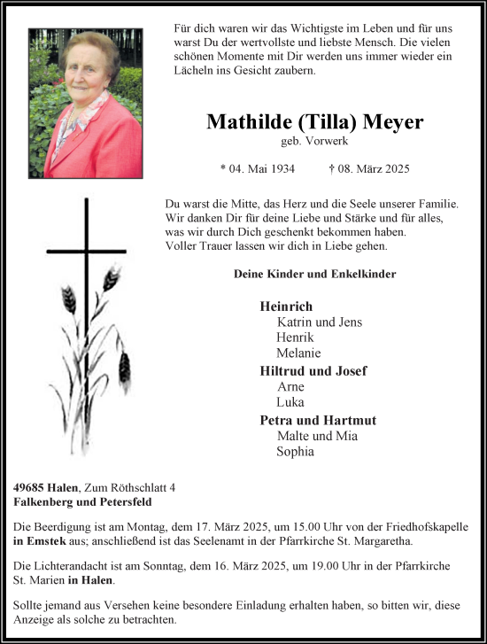 Anzeige von Mathilde Meyer von OM-Medien