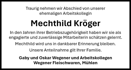 Anzeige von Mechthild Kröger von OM-Medien