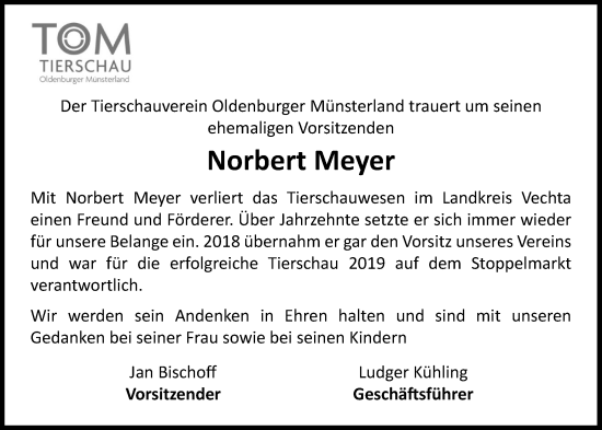 Anzeige von Norbert Meyer von OM-Medien