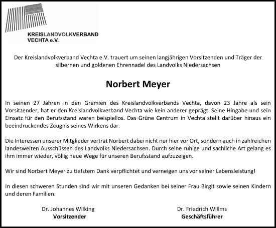 Anzeige von Norbert Meyer von OM-Medien