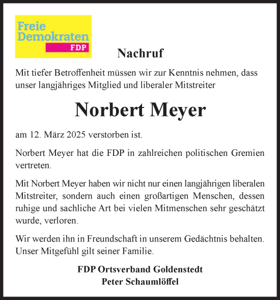 Anzeige von Norbert Meyer von OM-Medien