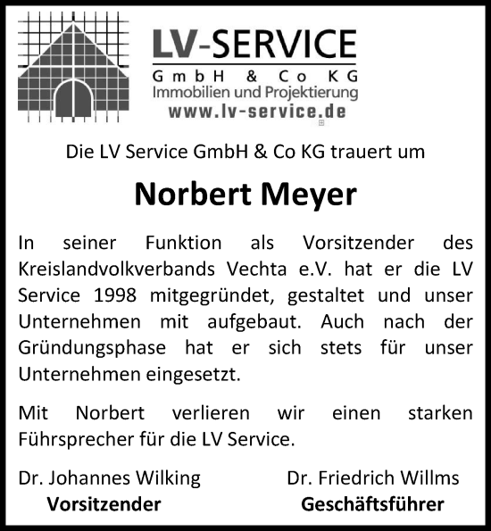 Anzeige von Norbert Meyer von OM-Medien