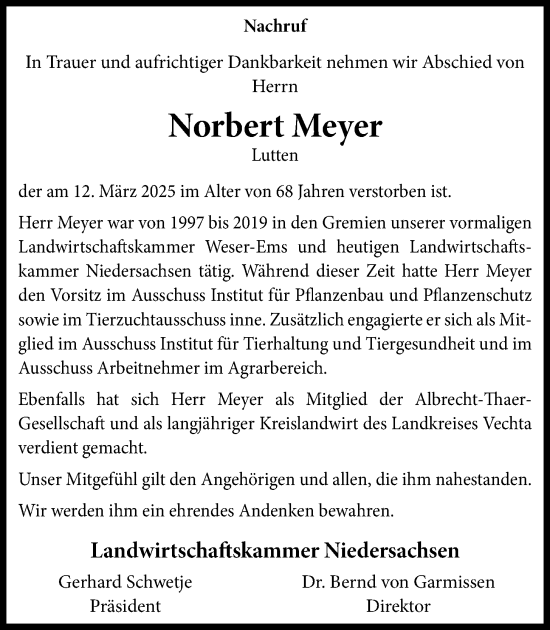 Anzeige von Norbert Meyer von OM-Medien